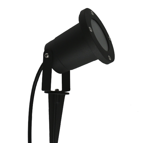 Cabezal  symme aluminio y vidrio p/ GU10 IP44 con estaca 31,5 x 9,5cm negro